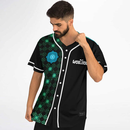 Black Geometric Dot Rave Baseball Jersey