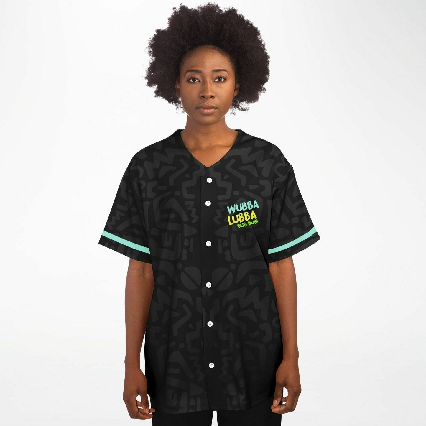 Black Abstract Doodle Rave Baseball Jersey