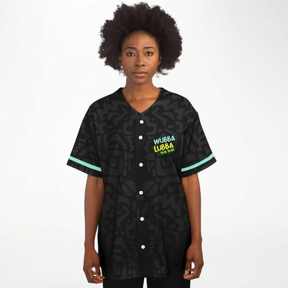 Black Abstract Doodle Rave Baseball Jersey