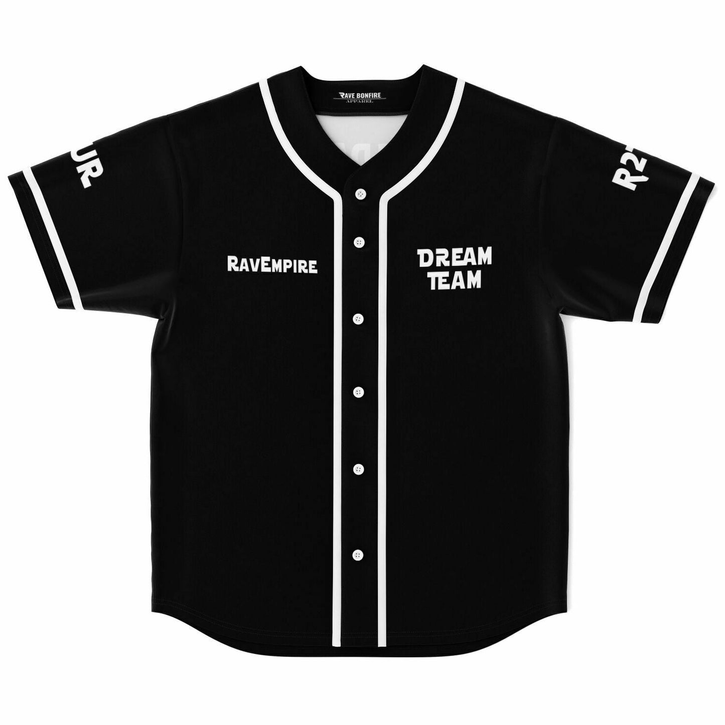 Black Chest Text Rave Baseball Jersey