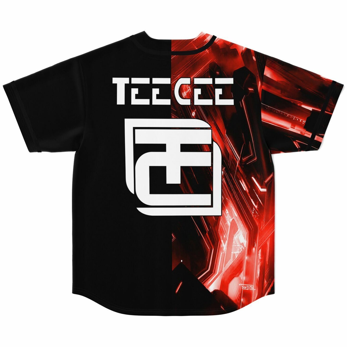 TeeCee Black Futuristic Red Rave Baseball Jersey