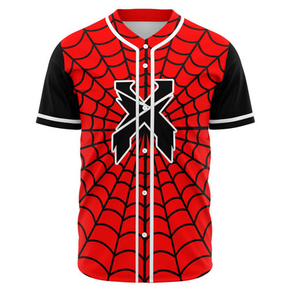 Excision Red Black Spider Web Rave Baseball Jersey