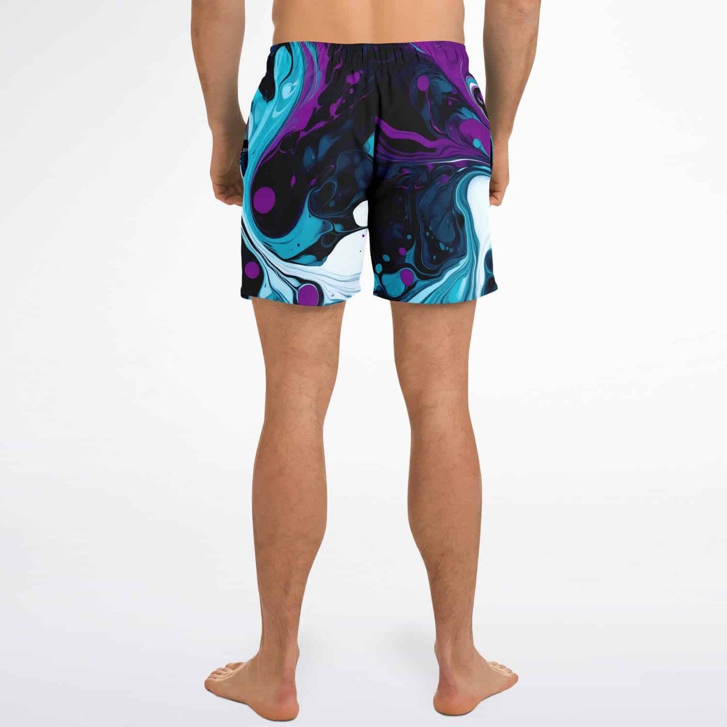 Black Liquid Marble Rave Swim Trunks