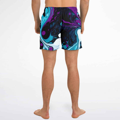 Black Liquid Marble Rave Swim Trunks