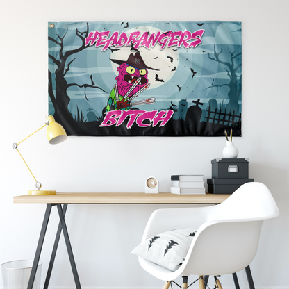 Pale Teal Cartoon Zombie Rave Flag