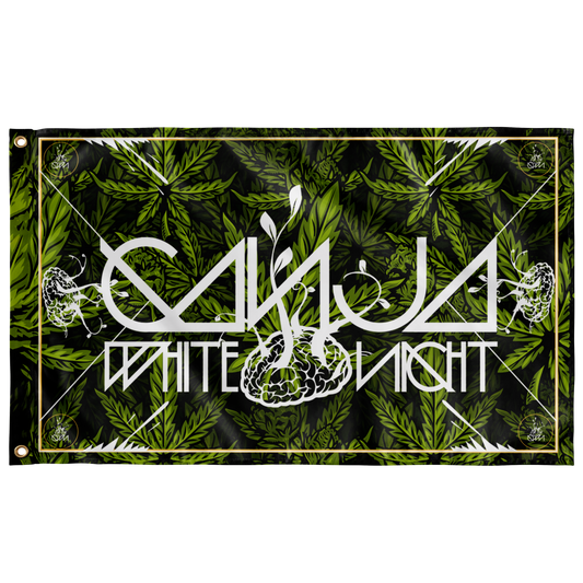 Ganja White Night Dark Green Cannabis Rave Flag