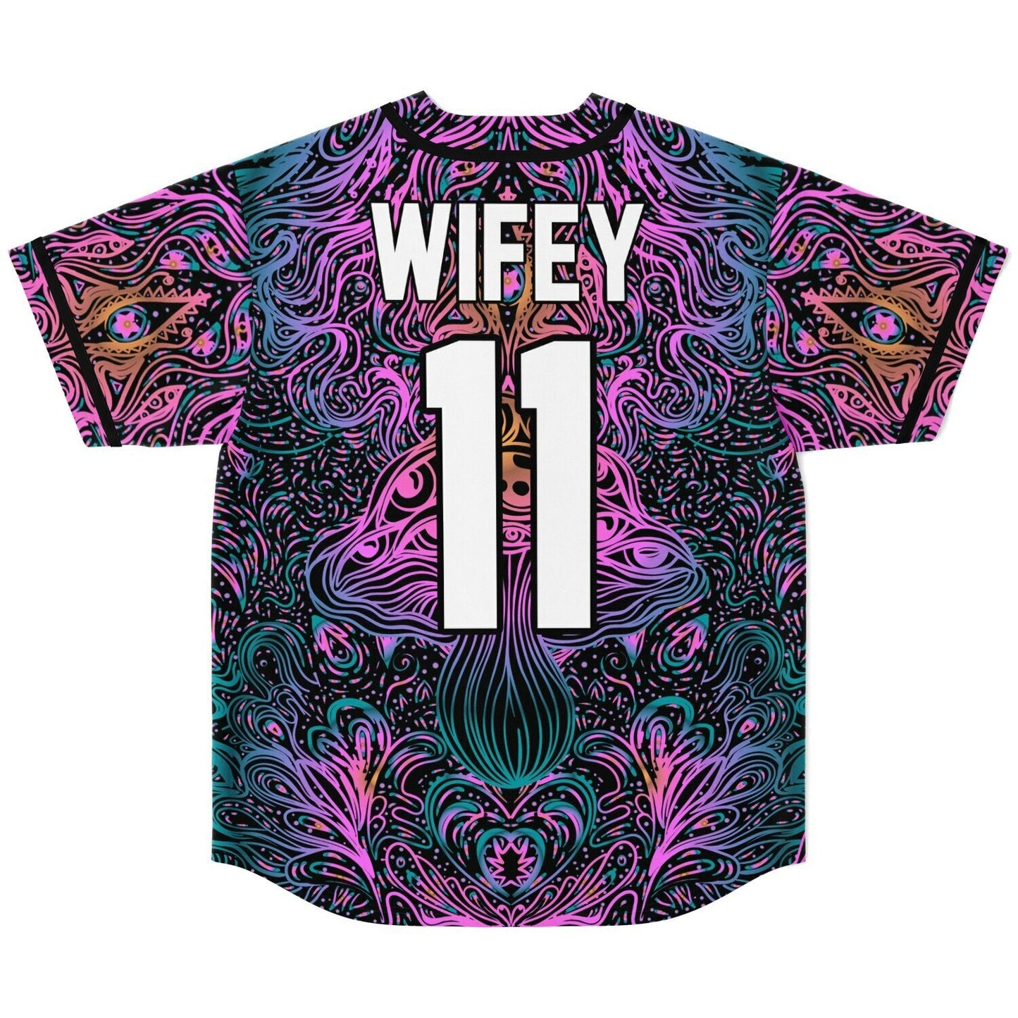 Black Symmetrical Psychedelic Rave Baseball Jersey