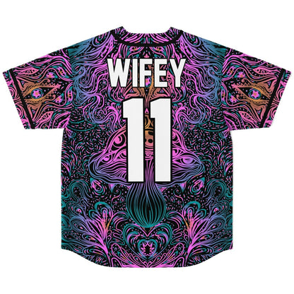Black Symmetrical Psychedelic Rave Baseball Jersey