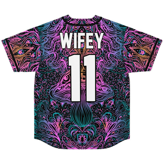 Black Symmetrical Psychedelic Rave Baseball Jersey