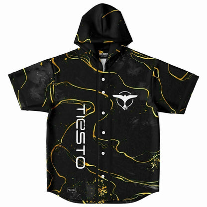 Tiesto Black Marble Rave Hooded Baseball Jersey