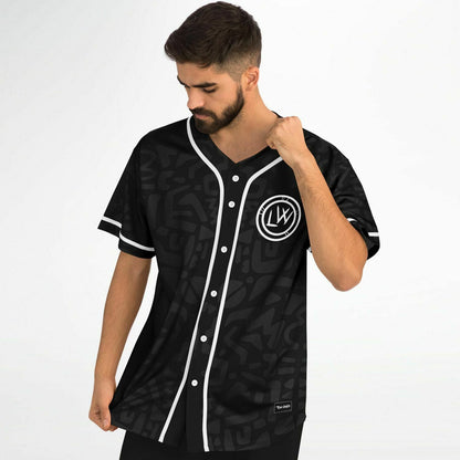 Lost Woods Black Charcoal Tonal Tribal Rave Baseball Jersey