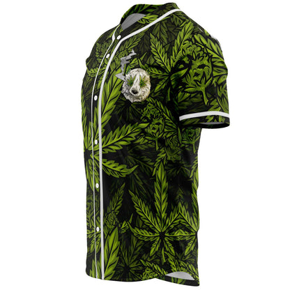 Green Cannabis Leaf Rave Baseball Jersey