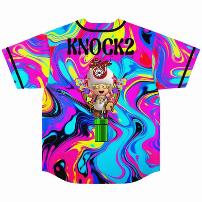 Knock2 Vivid Pink Psychedelic Marbled Rave Baseball Jersey