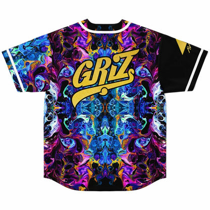 GRiZ Vivid Psychedelic Kaleidoscopic Mirrored Rave Baseball Jersey