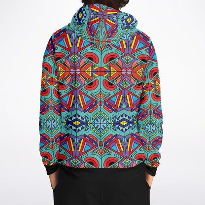 Teal Kaleidoscope Doodle Rave Hoodie