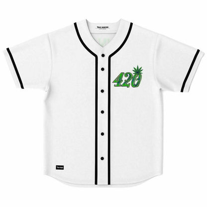 White Cannabis Leaf Rave Baseball Jersey