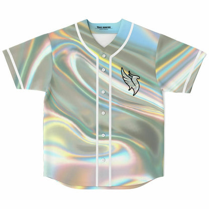 Silver Liquid Holographic Rave Baseball Jersey