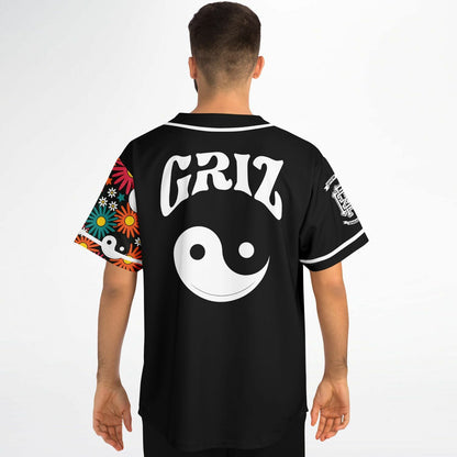 GRiZ Black Retro Daisies Rave Baseball Jersey
