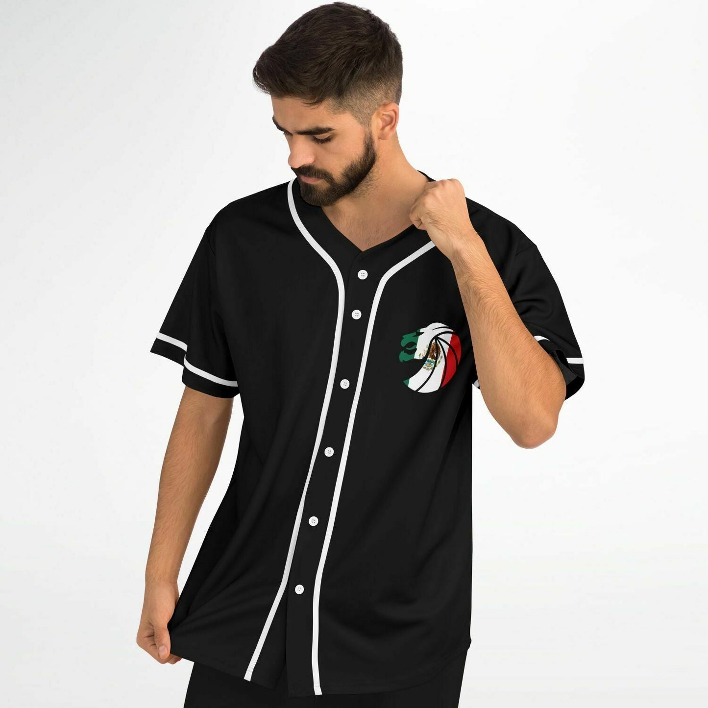 Black Circular Chest Rave Baseball Jersey