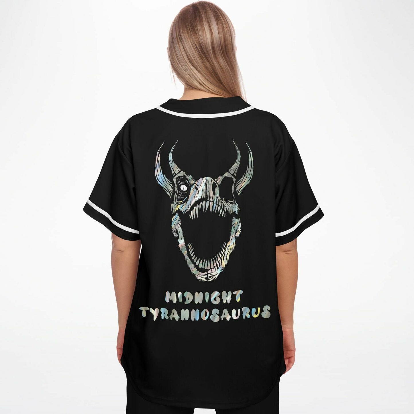 Midnight Tyrannosaurus Black Rave Baseball Jersey
