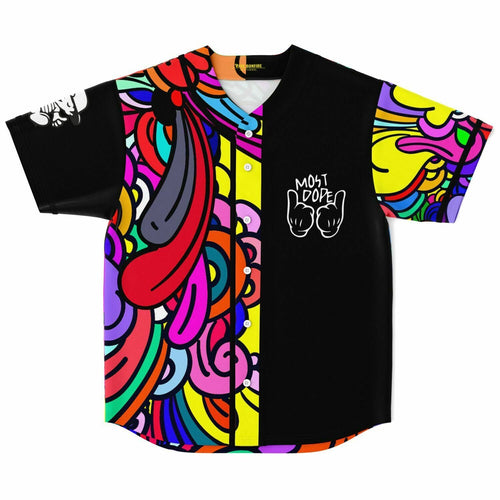 Black Abstract Psychedelic Rave Baseball Jersey