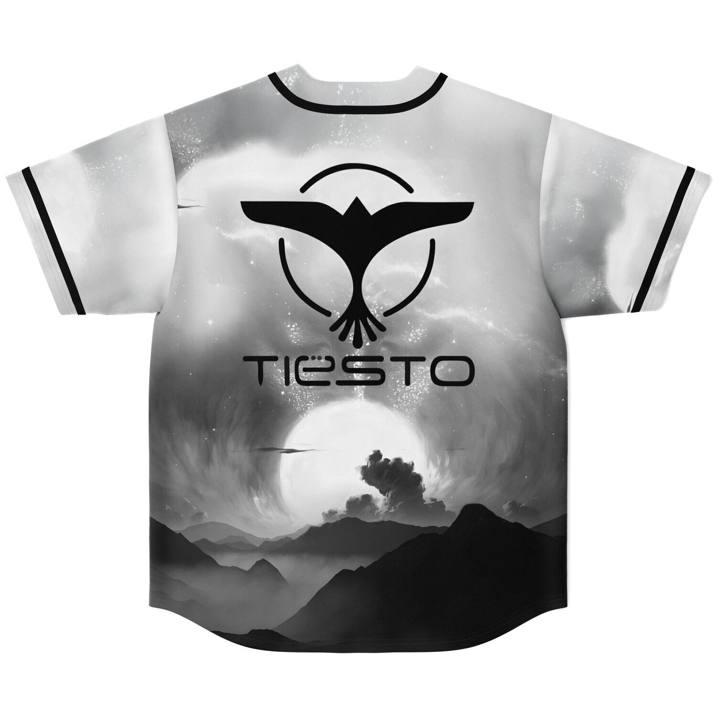 Tiesto Grayscale Black Cosmic Rave Baseball Jersey
