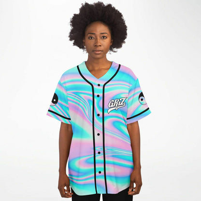 GRiZ Pastel Holographic Iridescent Oil Rave Baseball Jersey