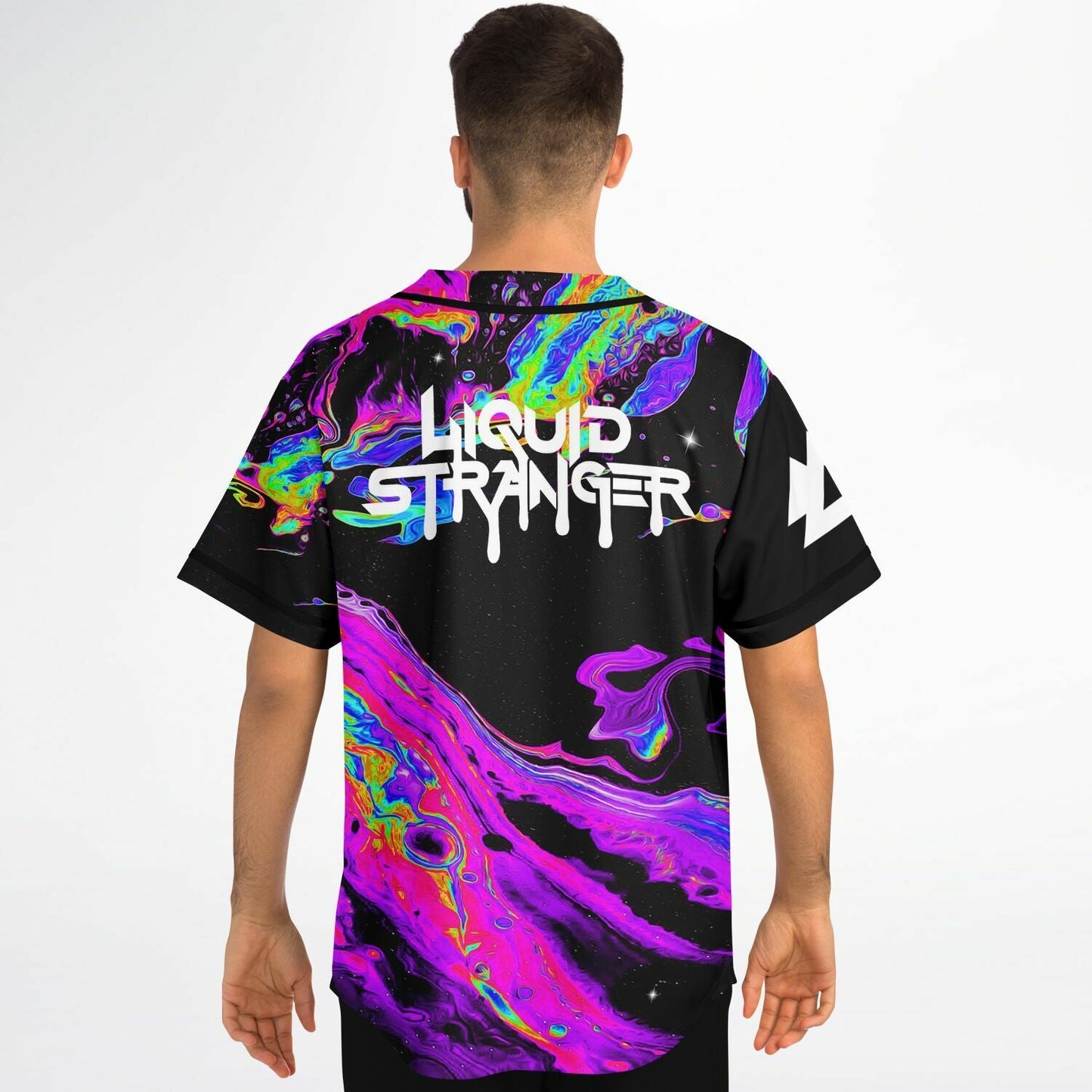 Liquid Stranger Black Psychedelic Marble Rave Baseball Jersey