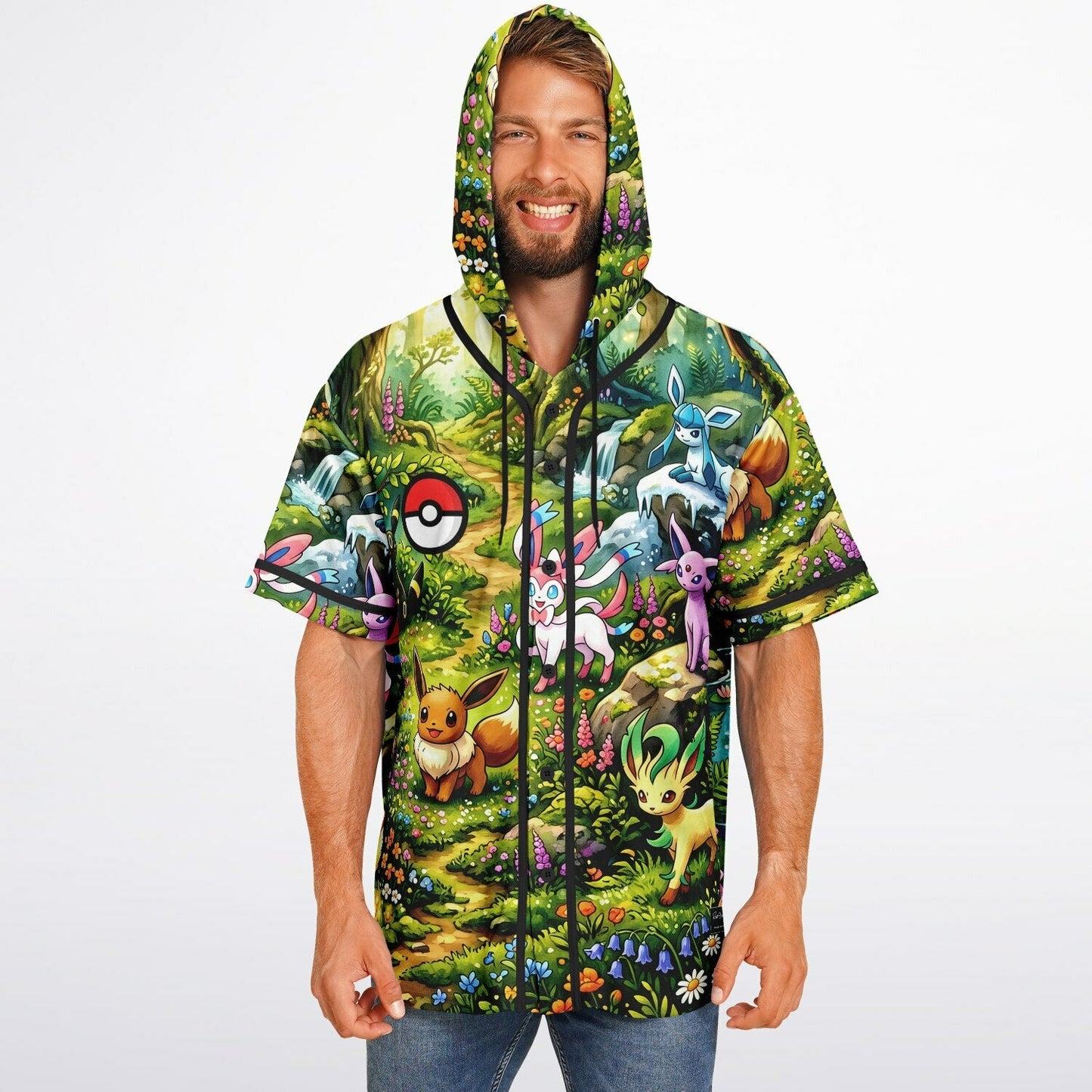 evee custom Hooded Baseball Jersey