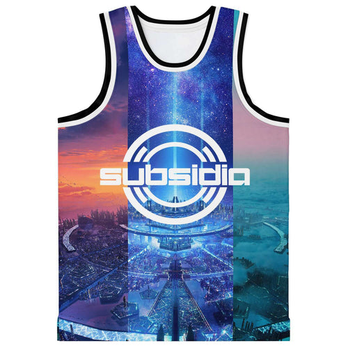 Blue Futuristic Sci Rave Basketball Jersey
