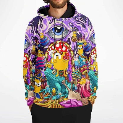 Purple Trippy Cartoon Collage Rave Hoodie