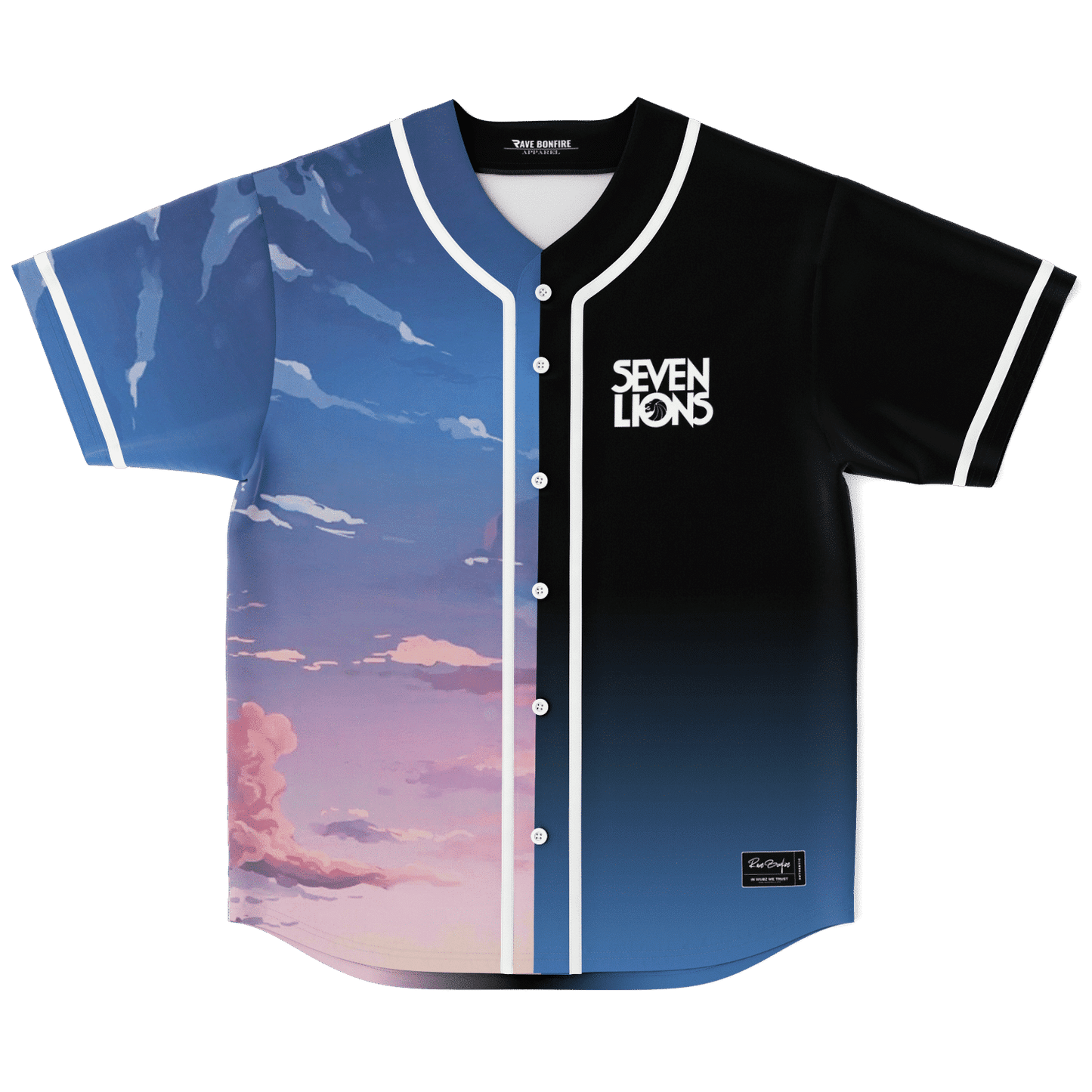 Seven Lions Black Right Split Rave Baseball Jersey