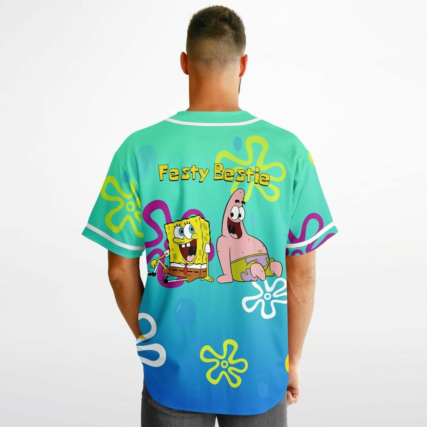 SpongeBob Festy Bestie Cartoon Reversible Baseball Jersey