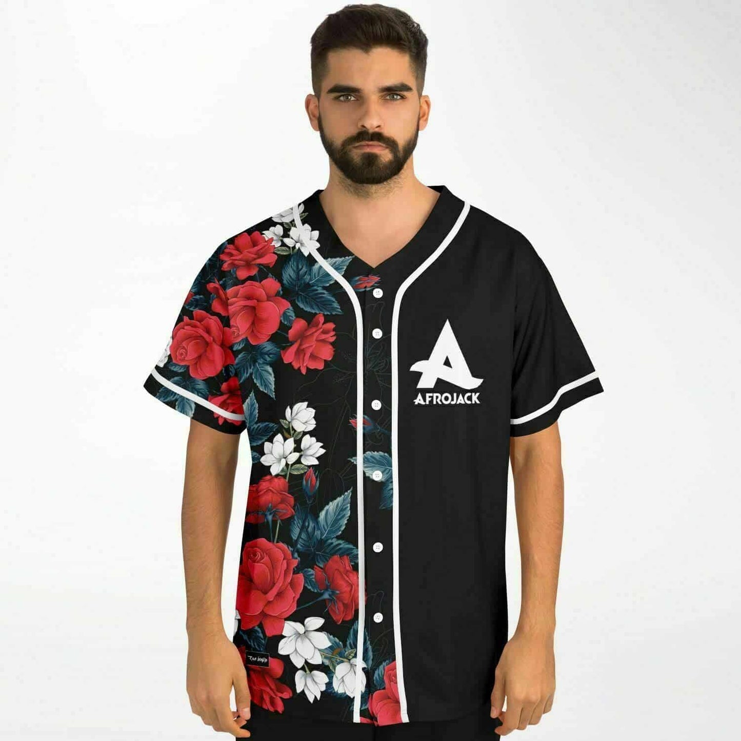 Afrojack Black Red Rose Rave Baseball Jersey