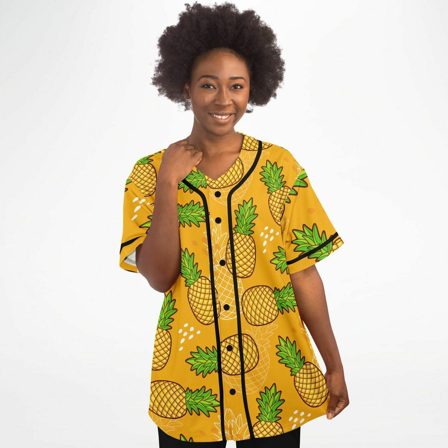 Mustard Yellow Repeating Pineapple Rave Baseball Jersey