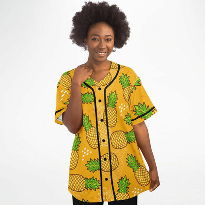 Mustard Yellow Repeating Pineapple Rave Baseball Jersey