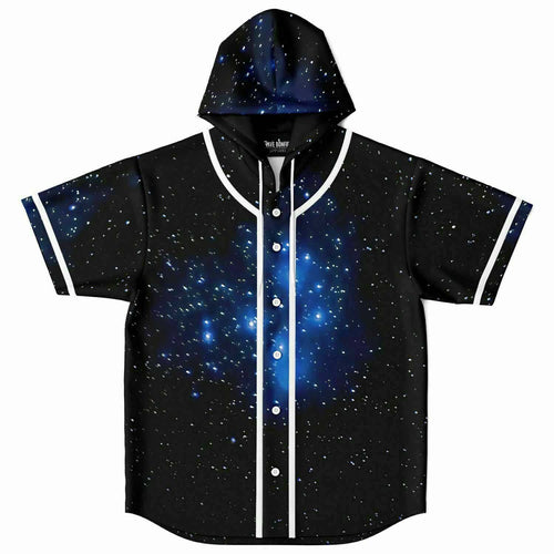 Black Blue Night Sky Rave Hooded Baseball Jersey