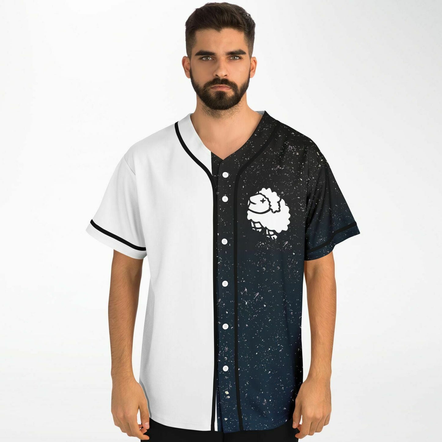 White Black Cartoon Sheep Rave Baseball Jersey