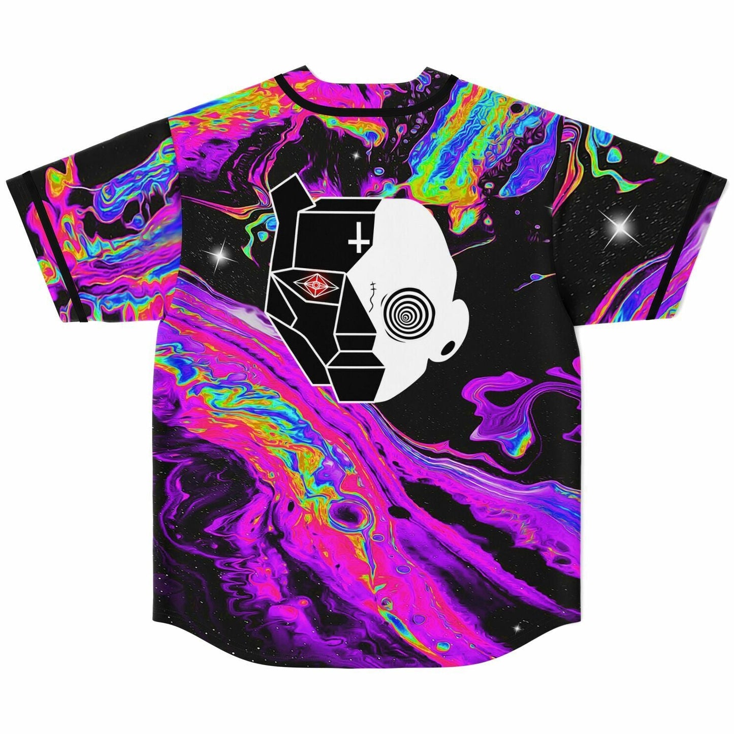 Black Trippy Oil Rave Baseball Jersey