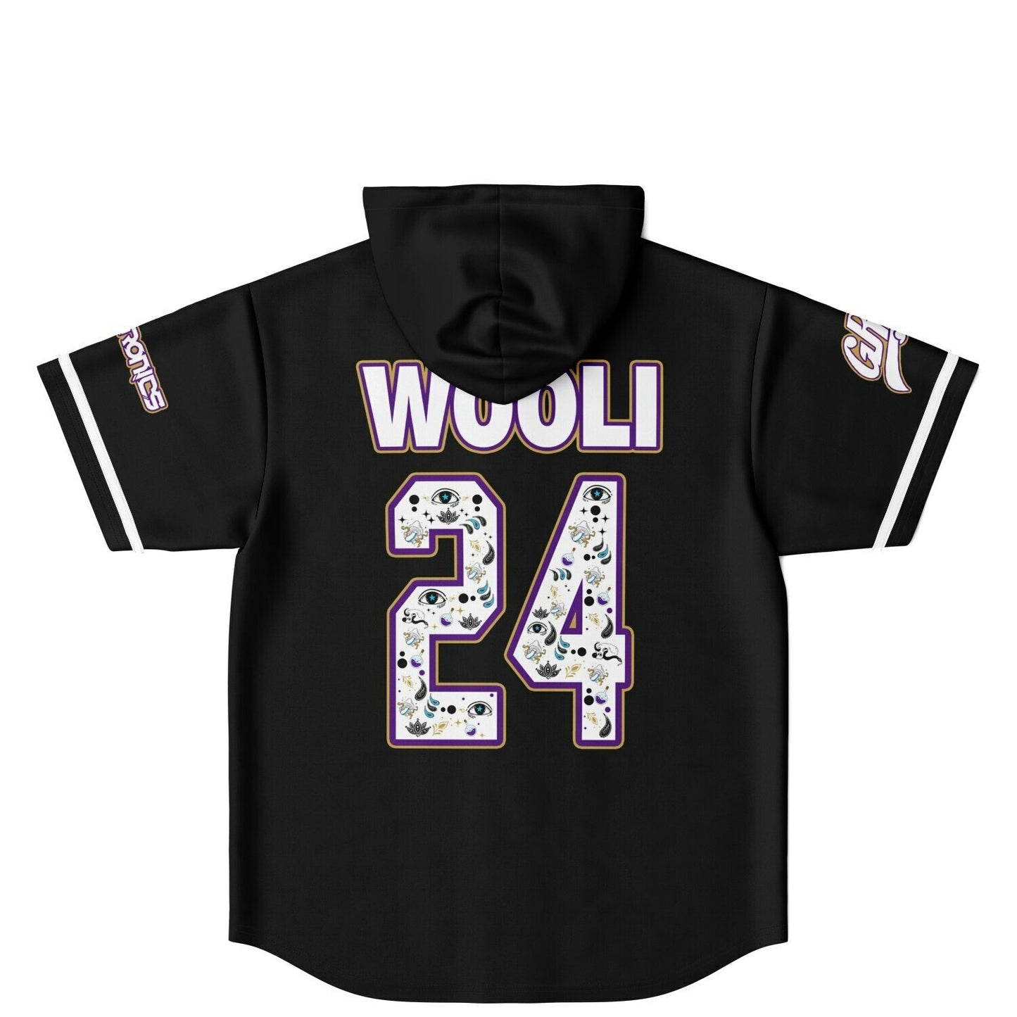 Wooli Black Purple Woolly Rave Hooded Baseball Jersey