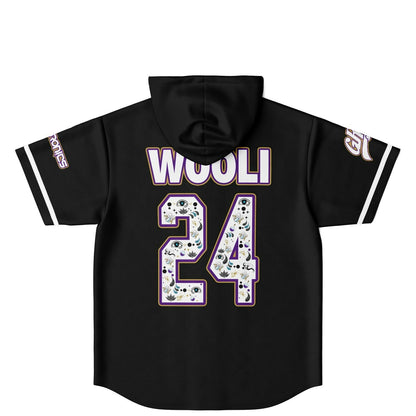 Wooli Black Purple Woolly Rave Hooded Baseball Jersey