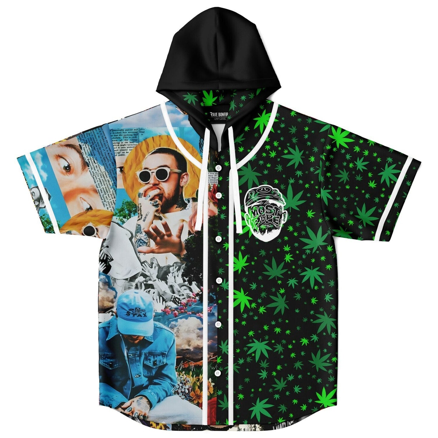 Mac Miller Collage Black Photo Rave Hooded Baseball Jersey