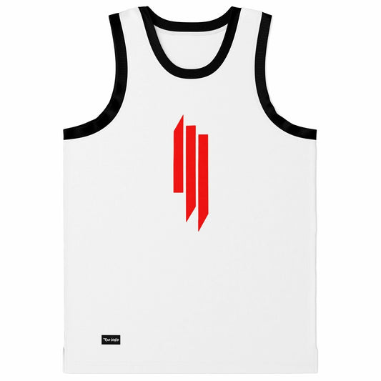 Skrillex White Body Slashed Lines Rave Basketball Jersey