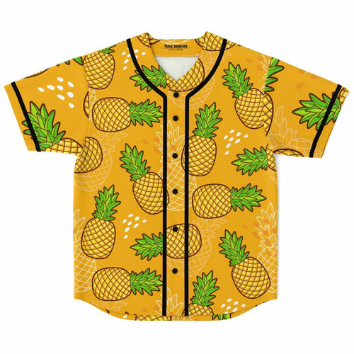 Mustard Yellow Repeating Pineapple Rave Baseball Jersey