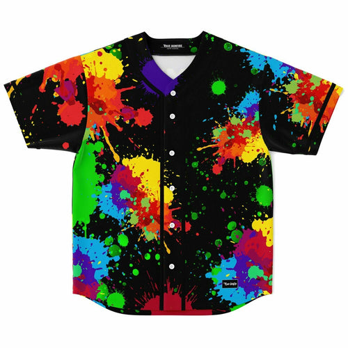 Black Colorful Paint Rave Baseball Jersey