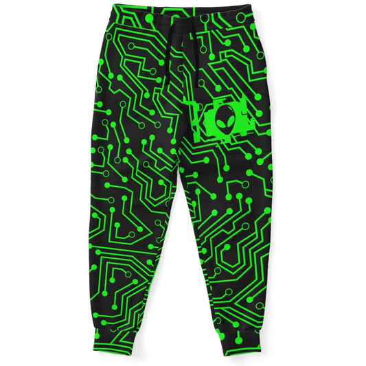 Black Circuit Board Rave Joggers