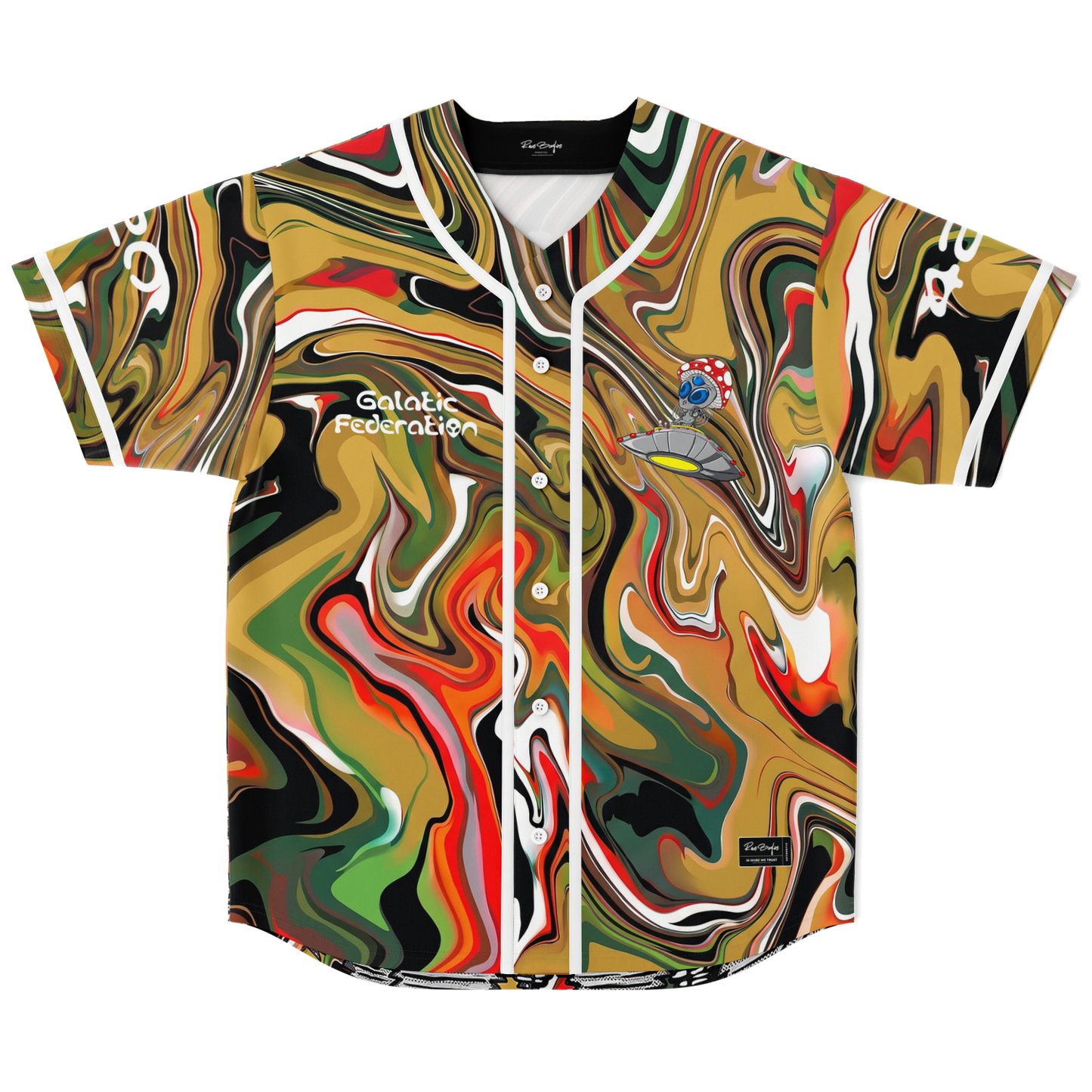Olive Liquid Marble Rave Baseball Jersey