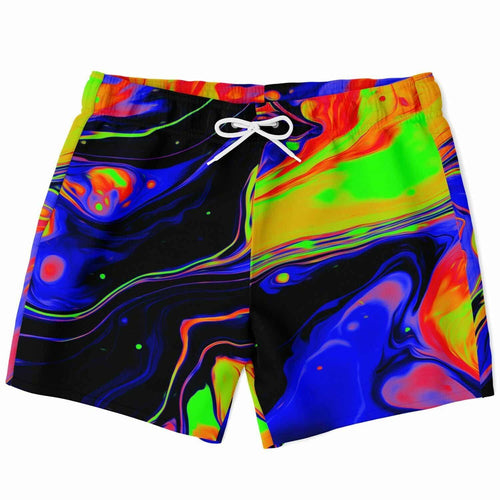 Black Neon Liquid Rave Swim Trunks