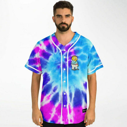 Blue Tie Dye Rave Baseball Jersey