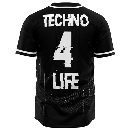 Black Distressed ‘Techno’ Rave Baseball Jersey
